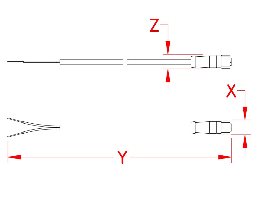Micro Star™ Extension Wiring, LED lights, S0825-JF08-SC, S0825-JM08-SC, S0825-JF12-PT, S0825-JF12-PT, Line Drawing